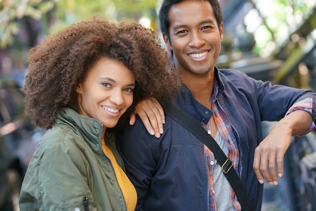 Mixed-race couple enjoying journey in New York