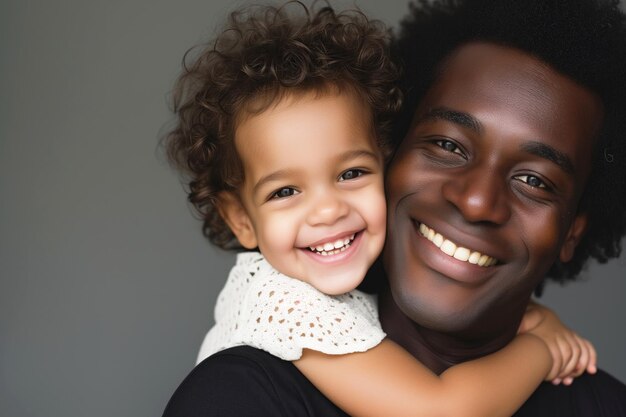 Mixed race parent and child portrait