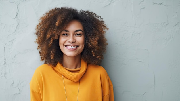 mixed race woman portrait street happy