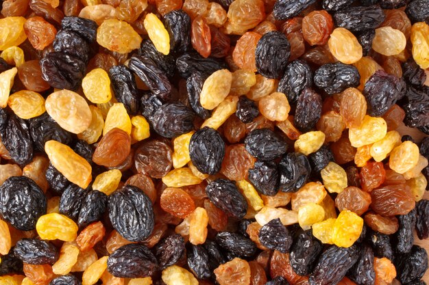 Mixed raisins close up