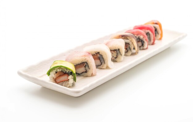 Photo mixed sushi roll - japanese food style