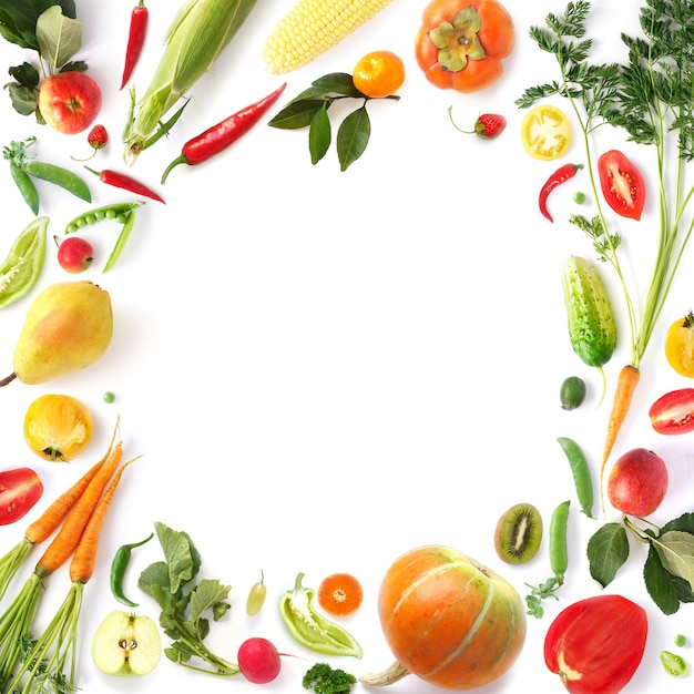 mixed vegetables and fruits banner frame