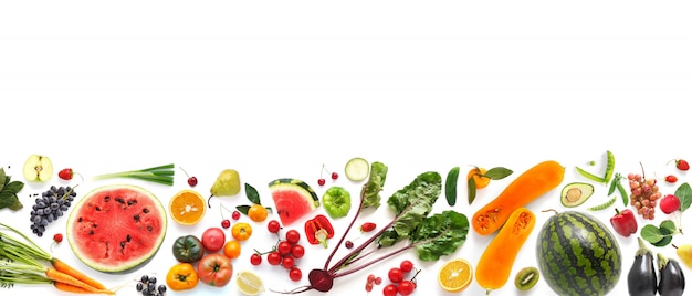 mixed vegetables and fruits banner