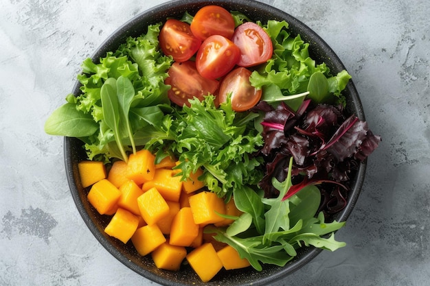 Mixed vegetables salad isolated kitchen table professional advertising food photography