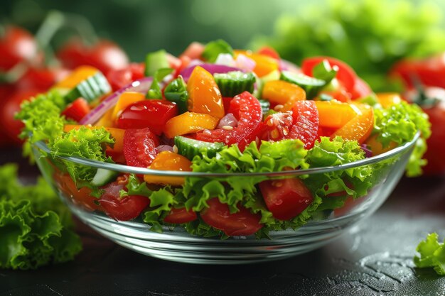 Mixed vegetables salad isolated kitchen table professional advertising food photography