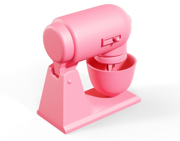 Mixer Kleine keukenapparatuur in platte roze kleur enkele monochrome kleuren 3D-rendering Geïsoleerde opname