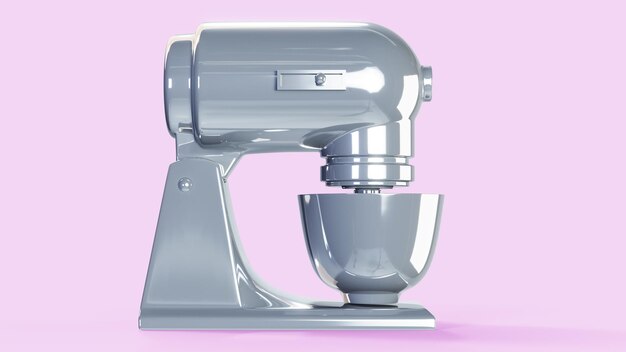 Mixer Kleine keukenapparatuur in platte roze kleur enkele monochrome kleuren 3D-rendering Geïsoleerde opname