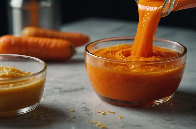 Mixing Carrot Juice with Ginger