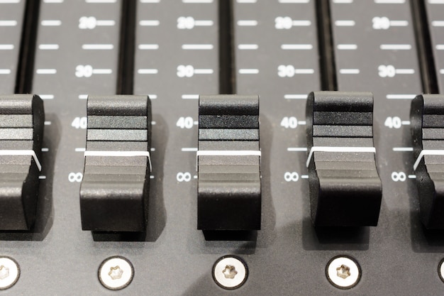 Mixing console buttons close up