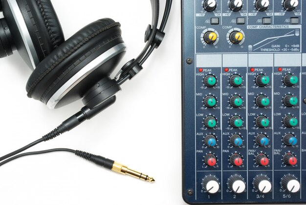 Photo mixing console and headphones