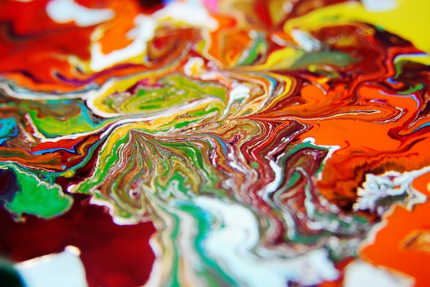 Photo mixture of colored paints close-up