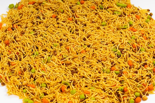 Mixture commonly known as chivda or namkeen is a popular and delicious savory snack in india a mixture of various crunchy and flavorful ingredients