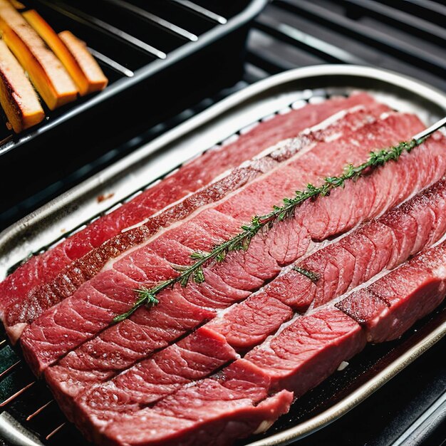 Mixture of Raw Meat on Barbecue