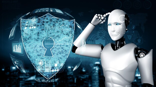 Mlp ai-robot gebruikt cybersecurity om de privacy van informatie te beschermen
