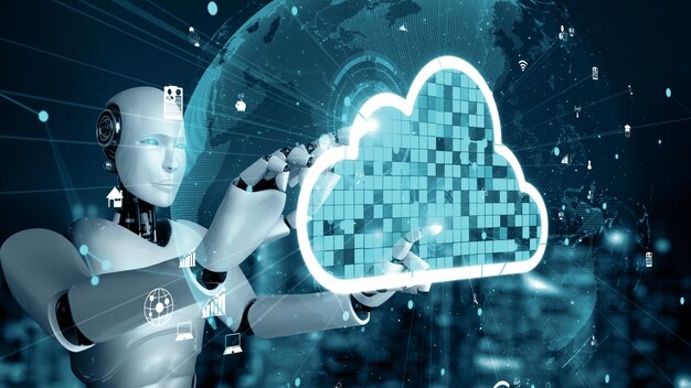クラウドコンピューティング技術を使用してオンラインサーバーにデータを保存する Mlp ai ロボットヒューミノイド