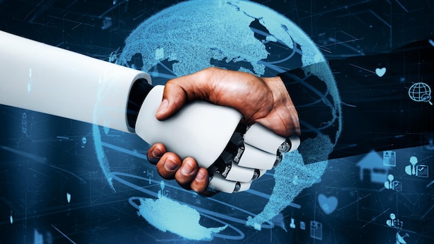 mlp internet connection controlled by ai robot huminoid and machine learning process