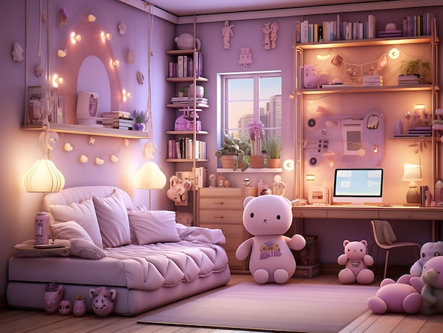 写真 mmo game girls room with shelves full of figurines and plush trending background room decorative (ミモゲームガールズルーム) は,フィギュアに満ちた棚があり,装飾的な背景が付いている.