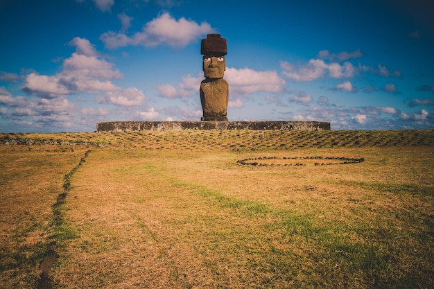 Moai at ahu tongariki easter island chile