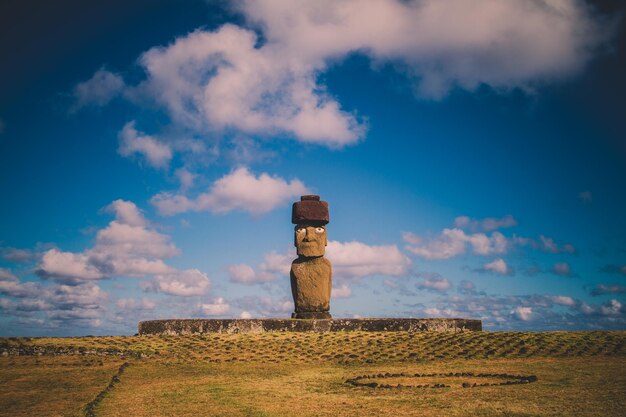 Moai at ahu tongariki easter island chile