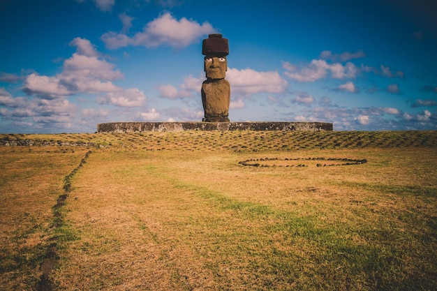 Moai op het Paaseiland Chili van Ahu Tongariki