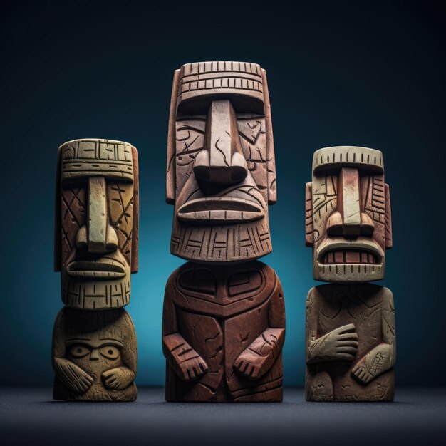 Photo moai statues of easter island rapa nui national park in chile with 3d and isolated background