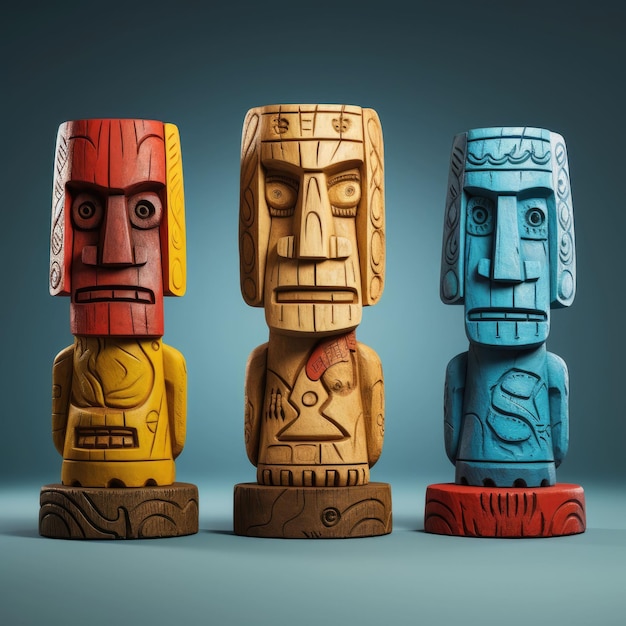 Photo moai statues of easter island rapa nui national park in chile with 3d and isolated background