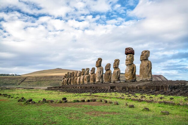 Moais at Ahu Tongariki in Easter island