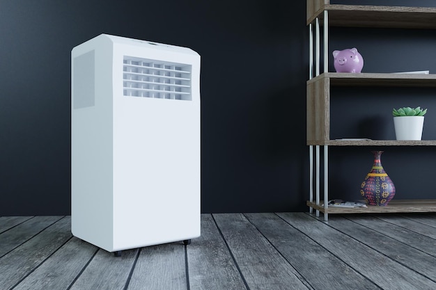 mobiele airconditioner in een donkere kamer