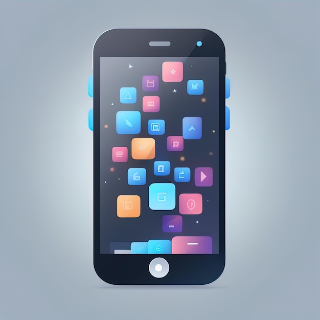 Foto mobiele app met kleurrijke kubussen mobiele app met kleurrijke kubussen vectorillustratie van mobiele telefoon scre