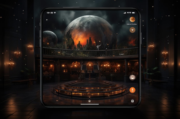 Mobiele App Store met filmische donkere modus Generatieve AI