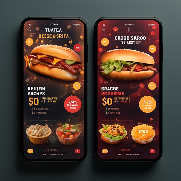 Mobiele app van Gourmet Hot Dog Stand Speelzaam en genadig Concept Design R Food and Drink Menu