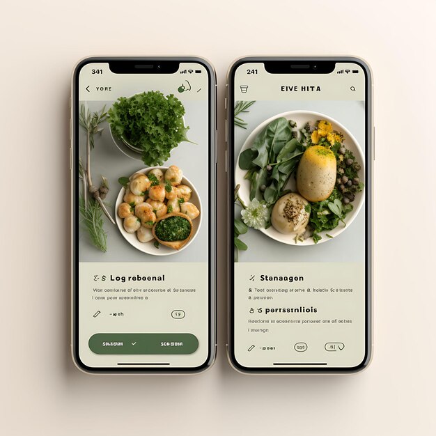 Mobiele app van Vegan Restaurant Schoon en ethisch concept ontwerp Minimalistisch eten en drinken menu