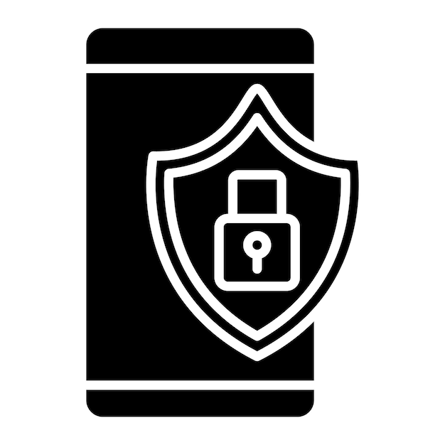 Mobiele beveiliging Glyph effen zwarte afbeelding