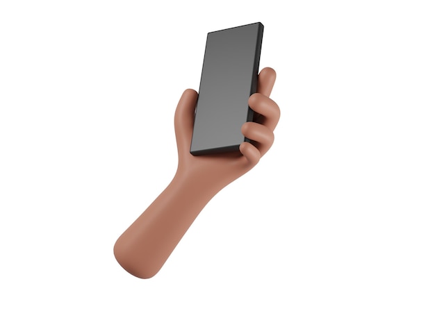 Mobiele telefoon in de hand met witte achtergrond 3D-rendering