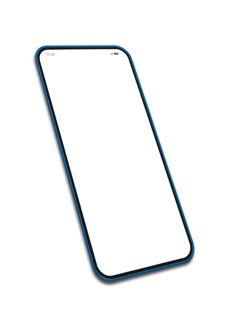 Mobiele telefoon in portret op witte achtergrond en exemplaarruimte