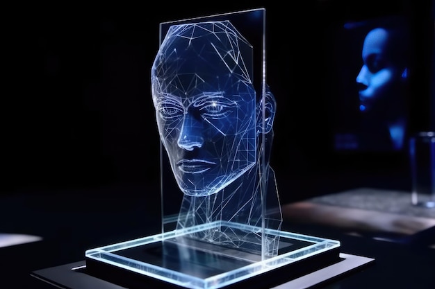 Mobiele telefoon van de toekomst transparant onzichtbaar mobiel Siri Alice hologram kunstmatige intelligentie smartphone Ai Metaverse en Blockchain Technology innovatief toekomstig datanetwerk