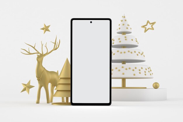 Mobiele voorkant met achtergrond met kerstthema