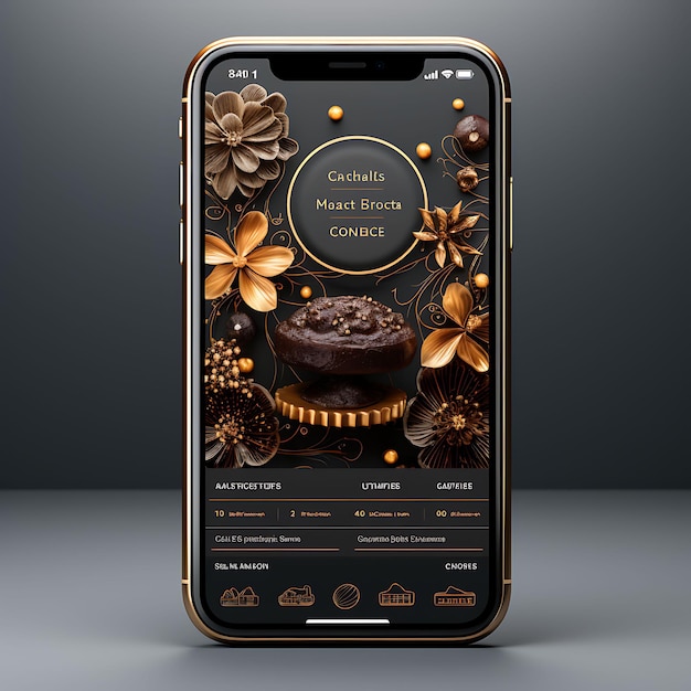 수공예 초콜릿의 모바일 앱 수공업 초콜릿 컨셉 디자인 Ele 음식 및 음료 메뉴