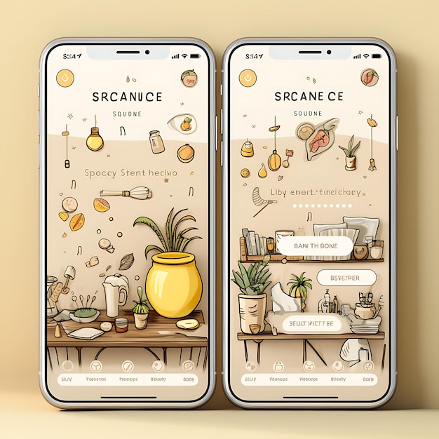 Mobile app of brunch cafe cozy and relaxed concept design rustic app desig food and drink menu