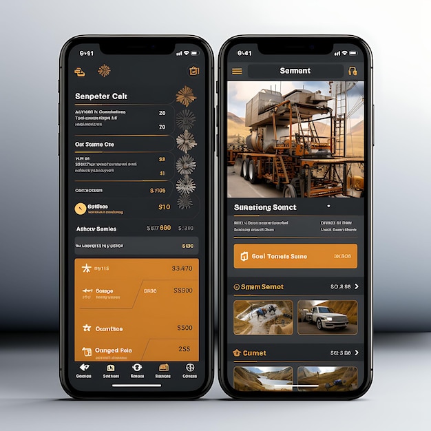 Mobile App Design of Construction Construction Project Management App Design in Creative Layout