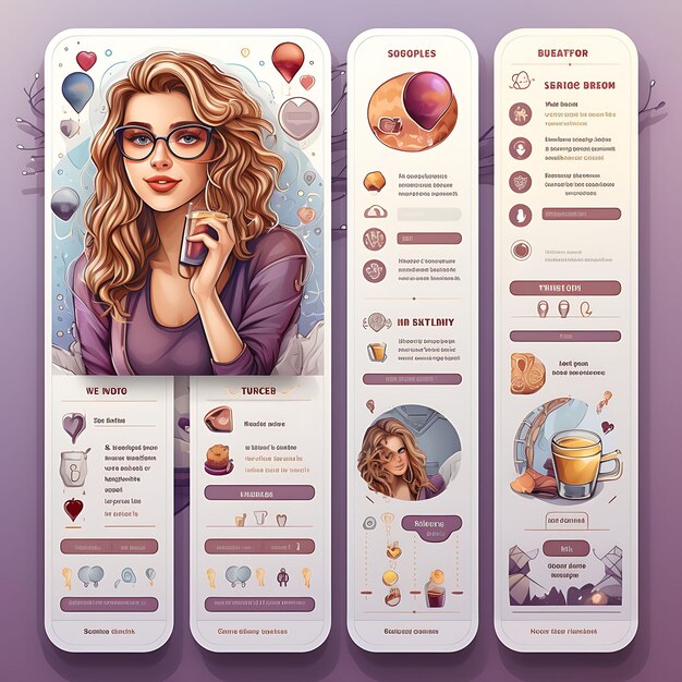 Mobile App Design of Dating Matchmaking App Design Romantic Theme With Soft Paste Creative Layout