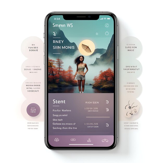 Mobile App Design of Fitness Yoga App Design Serene Theme With Calming Colors 2D Creative Layout