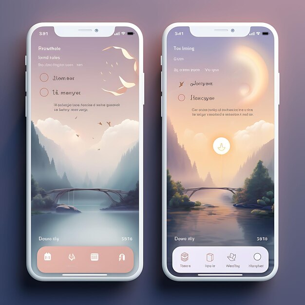 Mobile App Design of Health Meditation App Design Calming Theme With Pastel Color Creative Layout