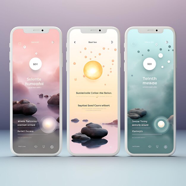 Mobile App Design of Health and Wellness Meditation App Design Calming Theme Wi Creative Layout