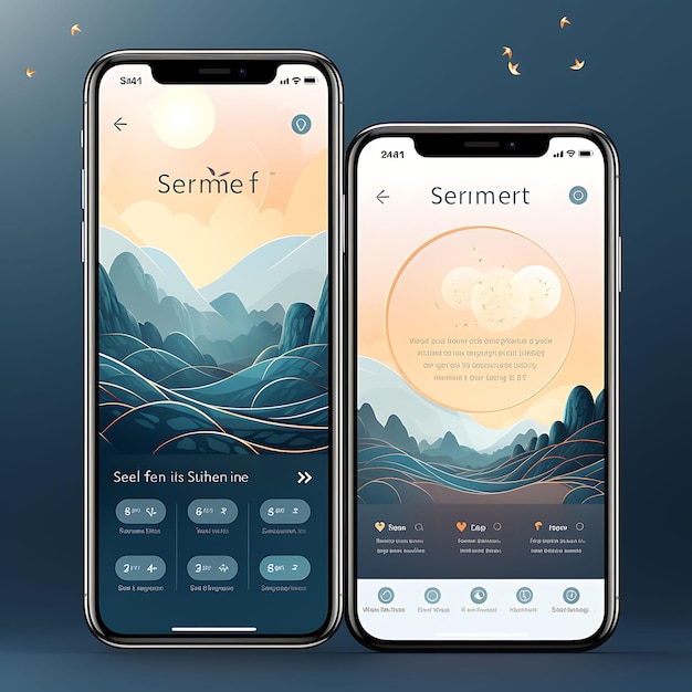 Mobile App Design of Health and Wellness Sleep Tracking App Design Serene Theme Creative Layout