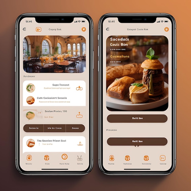 Mobile App Design of Hospitality Restaurant Reservation App Design Elegant Them Creative Layout