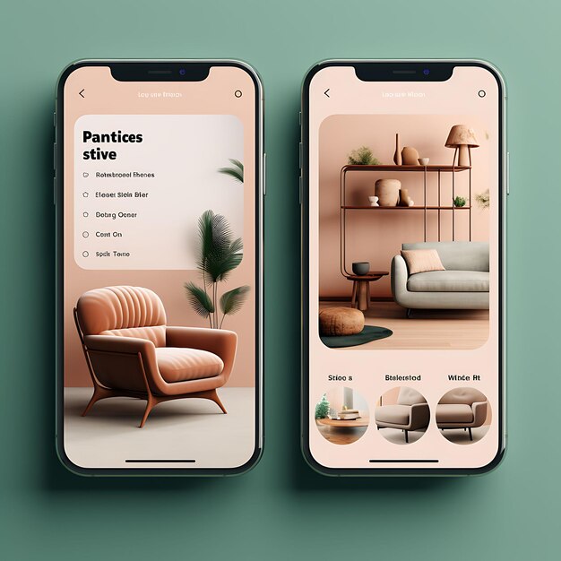 Premium AI Image Mobile App Layout Design of Custom Furniture