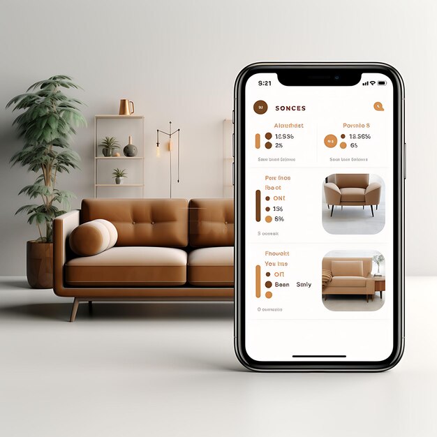 Mobile app layout design of custom furniture delivery with unique and personalized layou concepts