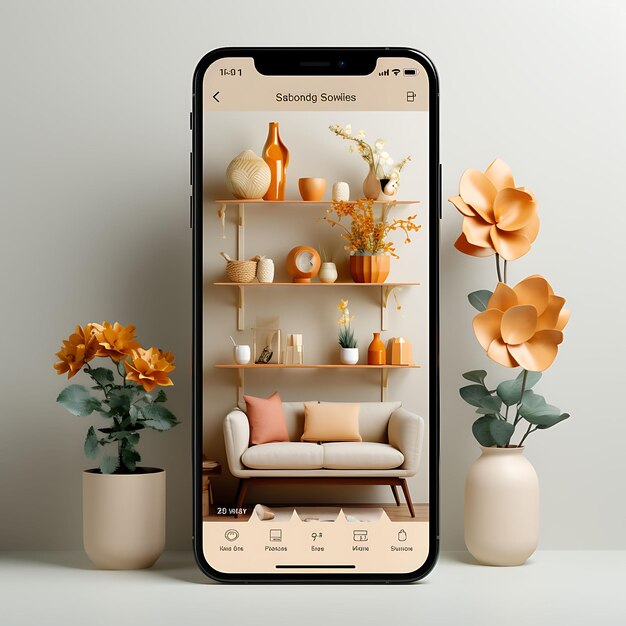 Premium AI Image  Mobile App Layout Design of Home Decor Delivery With Trendy and Stylish 