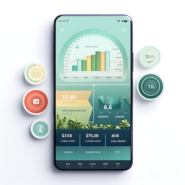 Mobile App Layout Design of Personal Finance Tracker Modern and Sleek Layout Blue and Gr Concepts